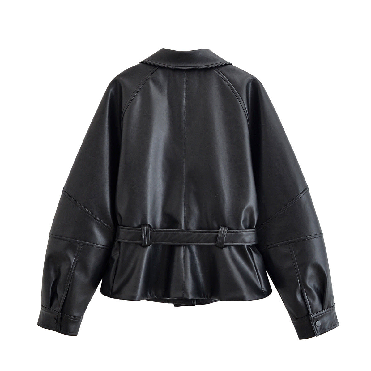 Lia | Belted Faux Leather Jacket