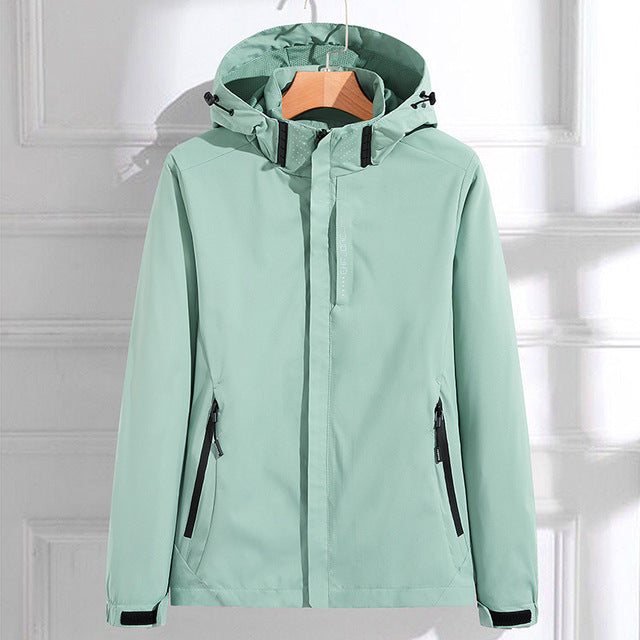 Lia | Women's Elegant Rain Jacket Hood Details Functionality