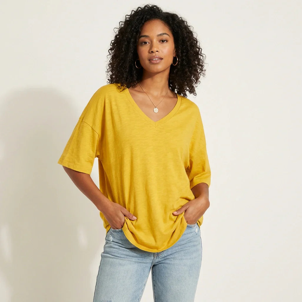 Livy | Women's Oversized V-Neck T-Shirt
