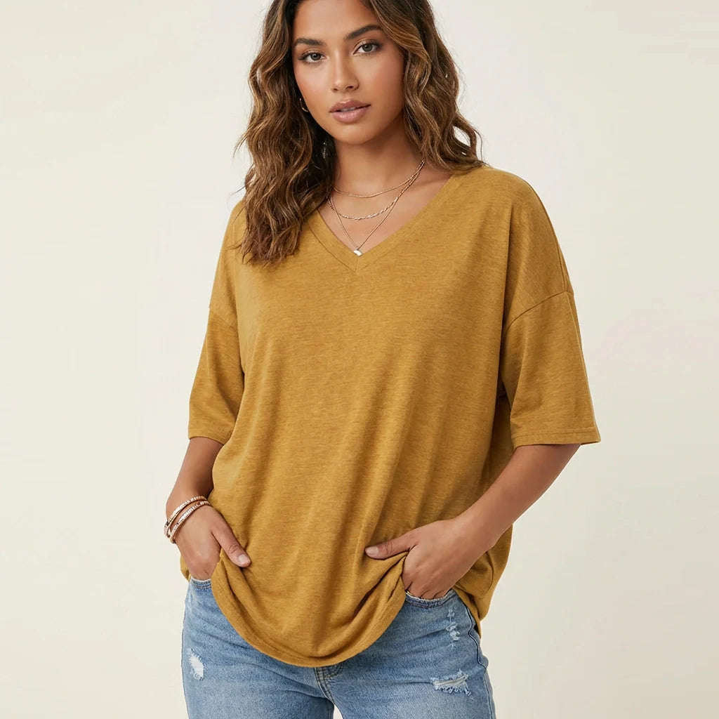 Livy | Women's Oversized V-Neck T-Shirt