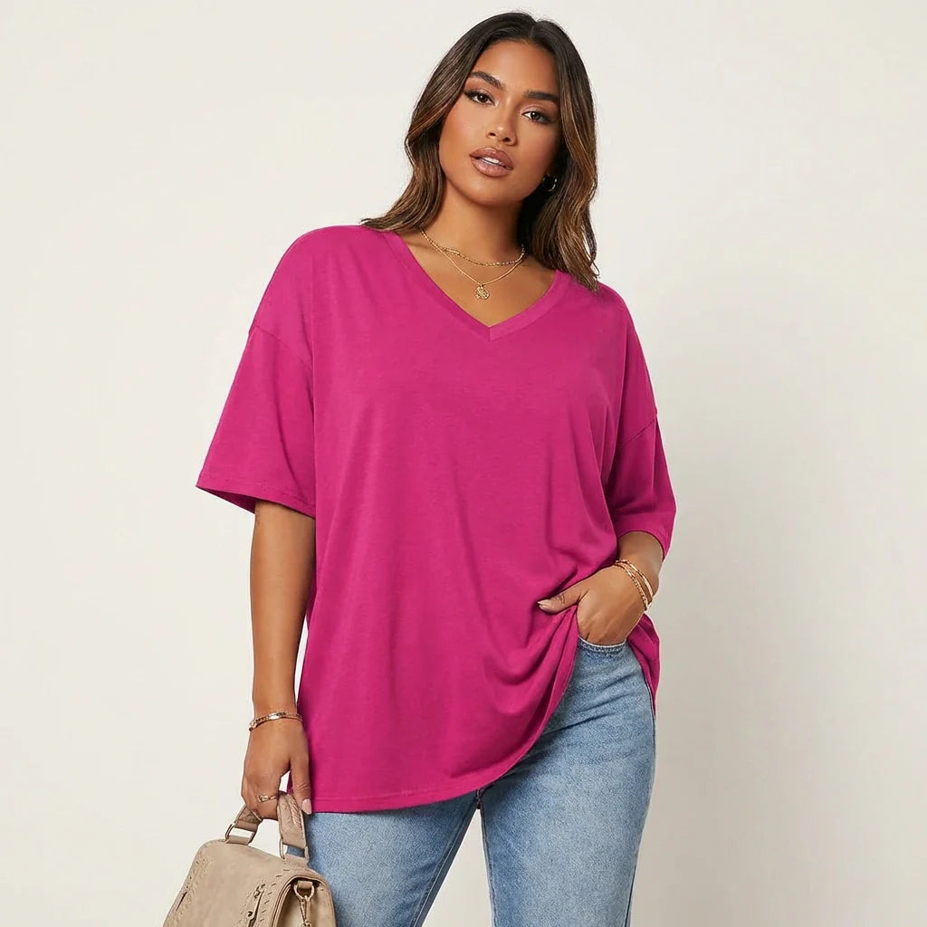 Livy | Women's Oversized V-Neck T-Shirt