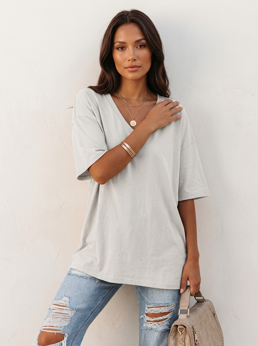 Livy | Women's Oversized V-Neck T-Shirt