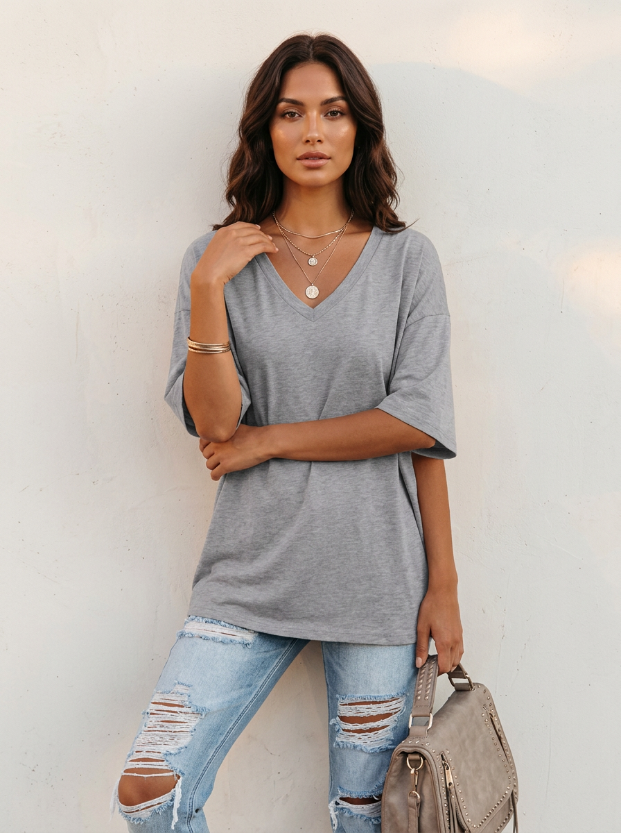 Livy | Women's Oversized V-Neck T-Shirt