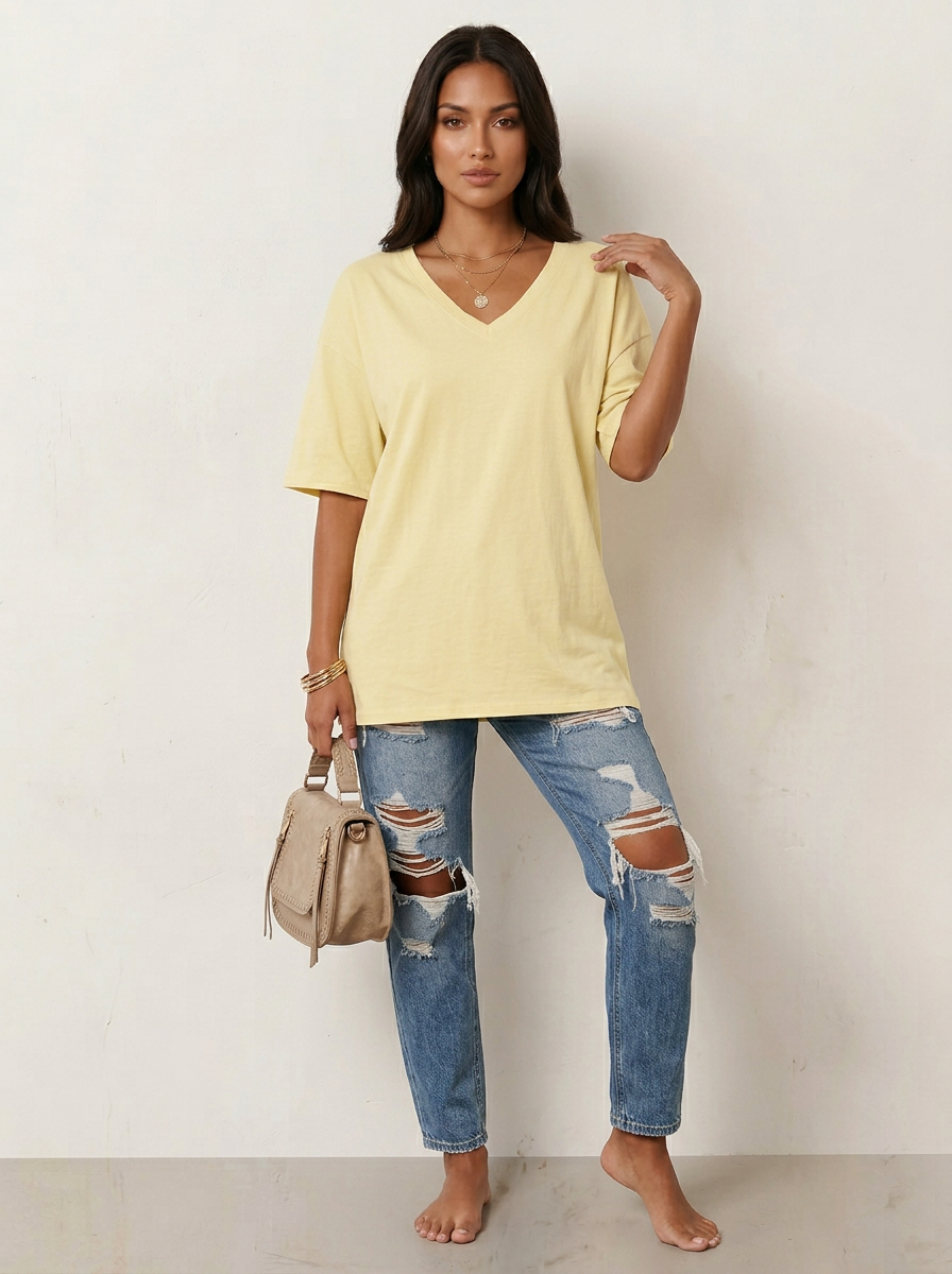 Livy | Women's Oversized V-Neck T-Shirt