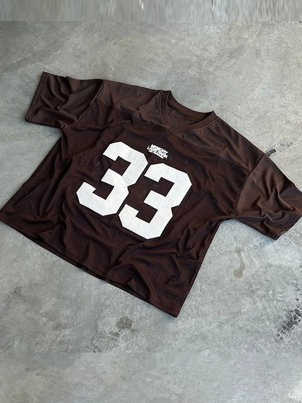 Oversized Y2K Jersey T-Shirt with Number Print - Elena
