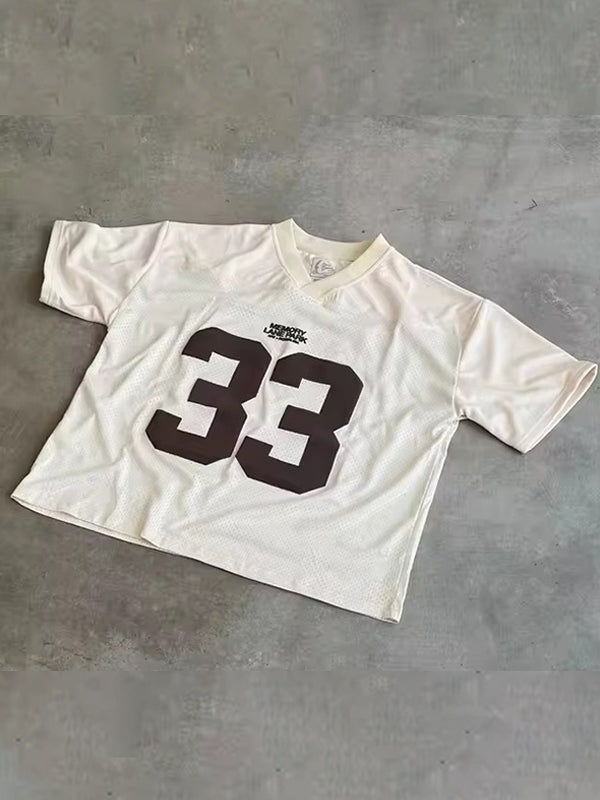 Oversized Y2K Jersey T-Shirt with Number Print - Elena