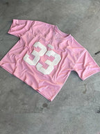Oversized Y2K Jersey T-Shirt with Number Print - Elena