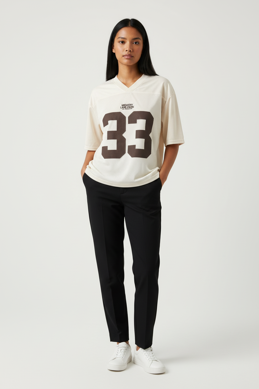 Oversized Y2K Jersey T-Shirt with Number Print - Elena