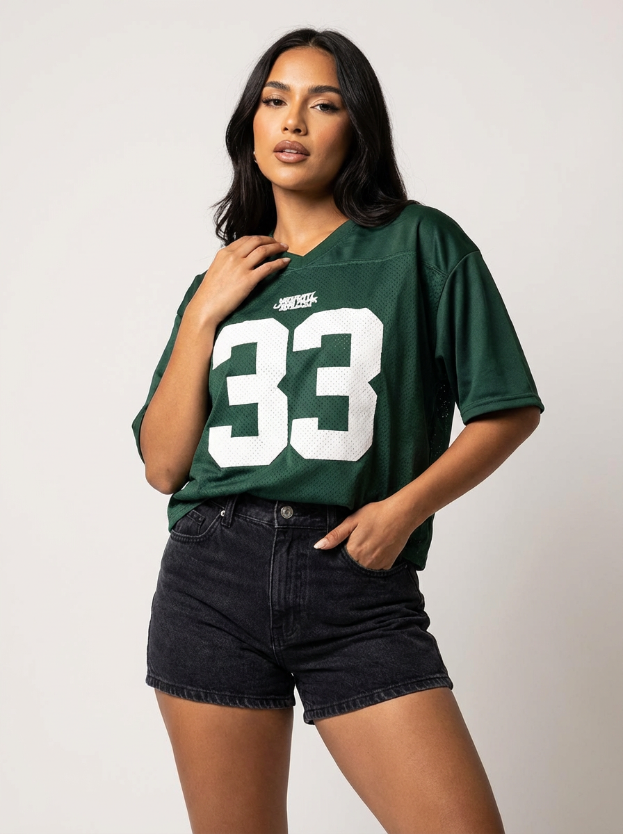 Oversized Y2K Jersey T-Shirt with Number Print - Elena