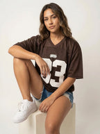 Oversized Y2K Jersey T-Shirt with Number Print - Elena