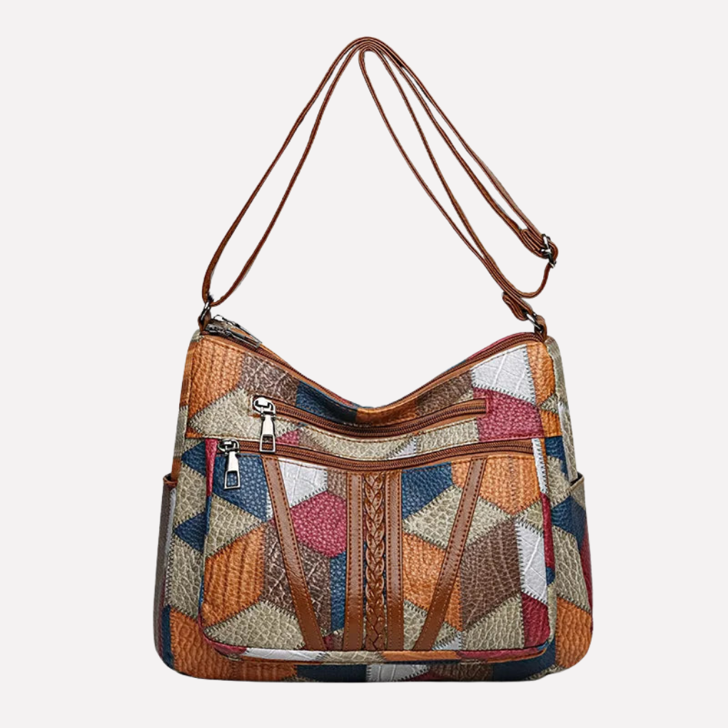 Patchwork Women's Shoulder Bag with Multiple Pockets