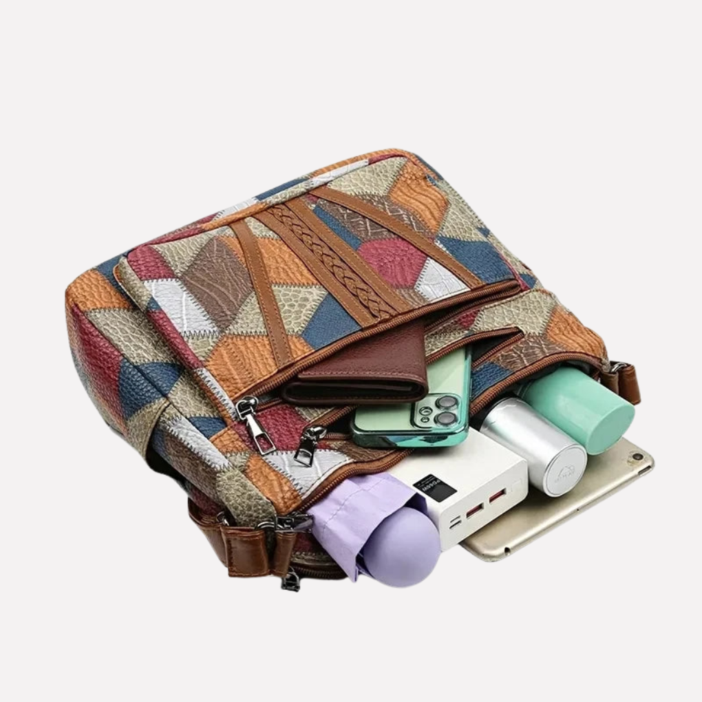 Patchwork Women's Shoulder Bag with Multiple Pockets