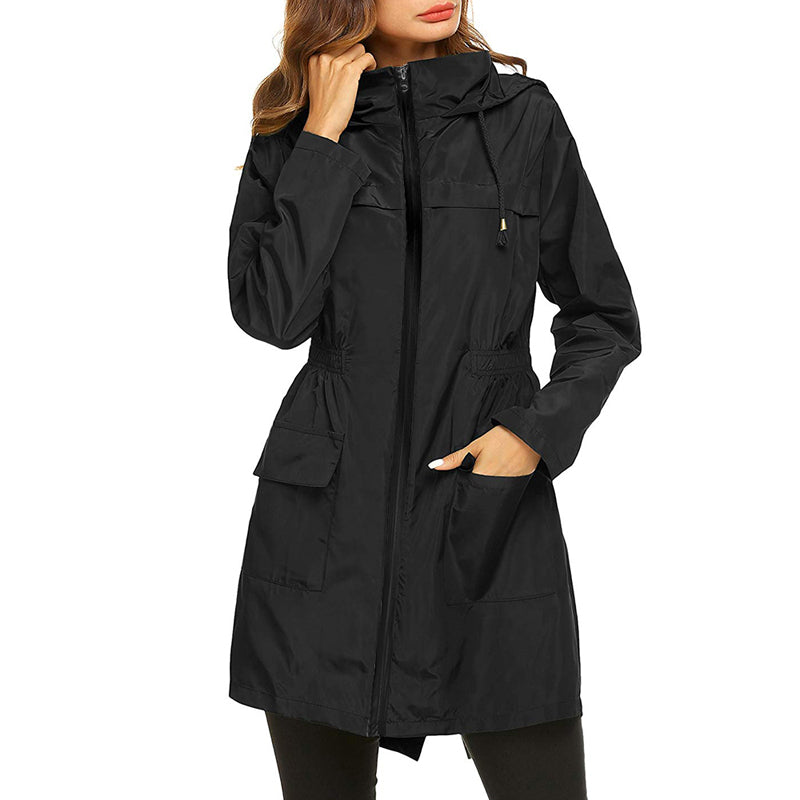 Lia | Women's Long Rain Jacket with Hood – Weatherproof & Functional