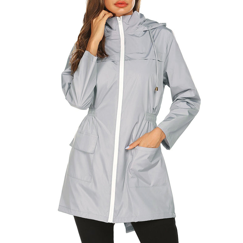 Lia | Women's Long Rain Jacket with Hood – Weatherproof & Functional