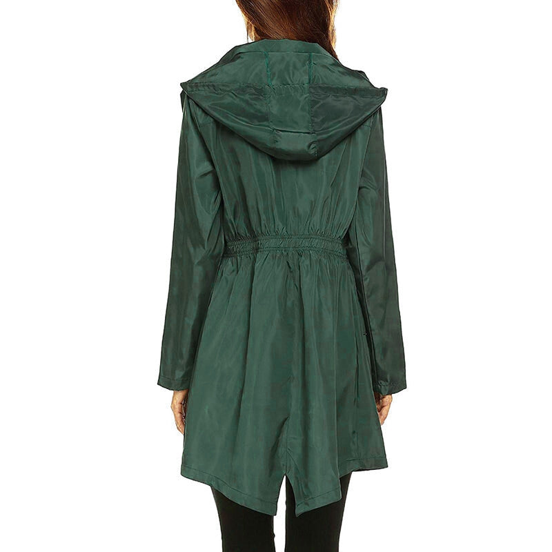 Lia | Women's Long Rain Jacket with Hood – Weatherproof & Functional