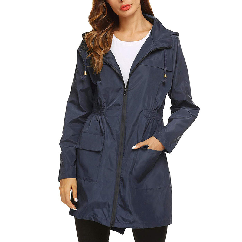 Lia | Women's Long Rain Jacket with Hood – Weatherproof & Functional
