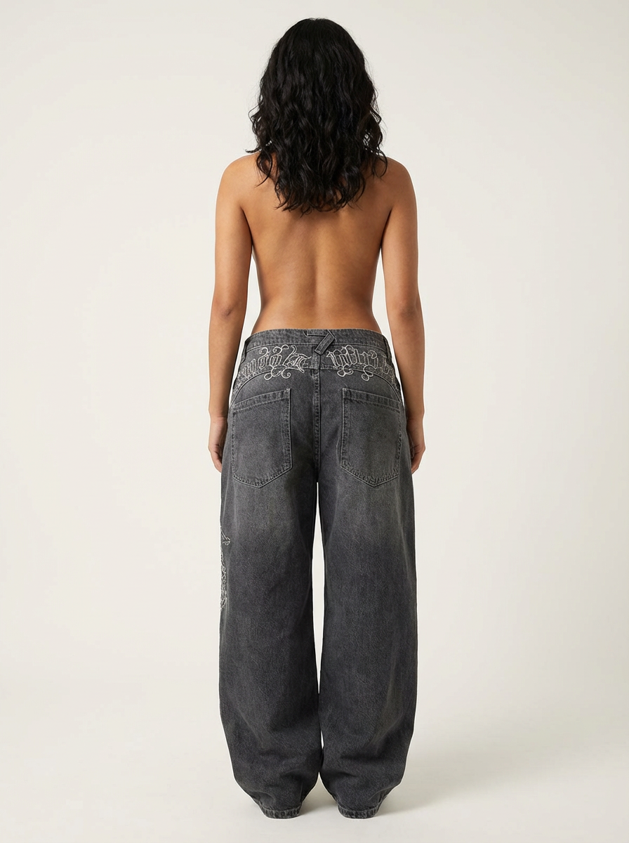 Retro Street Wide Leg Boyfriend Jeans - Eva