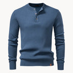 Liam Men's - Tailored Sweater with Round Neck and Button Closure