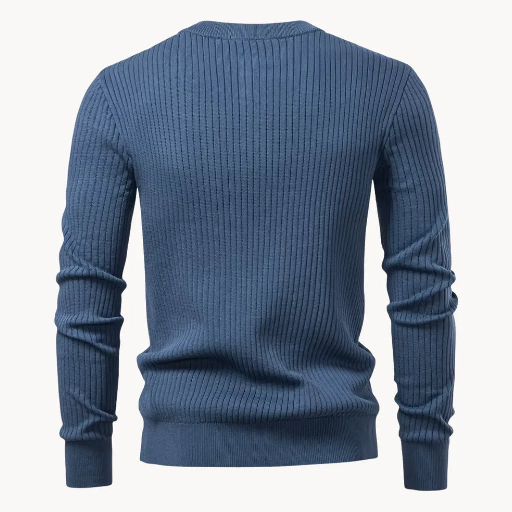 Liam Men's - Tailored Sweater with Round Neck and Button Closure