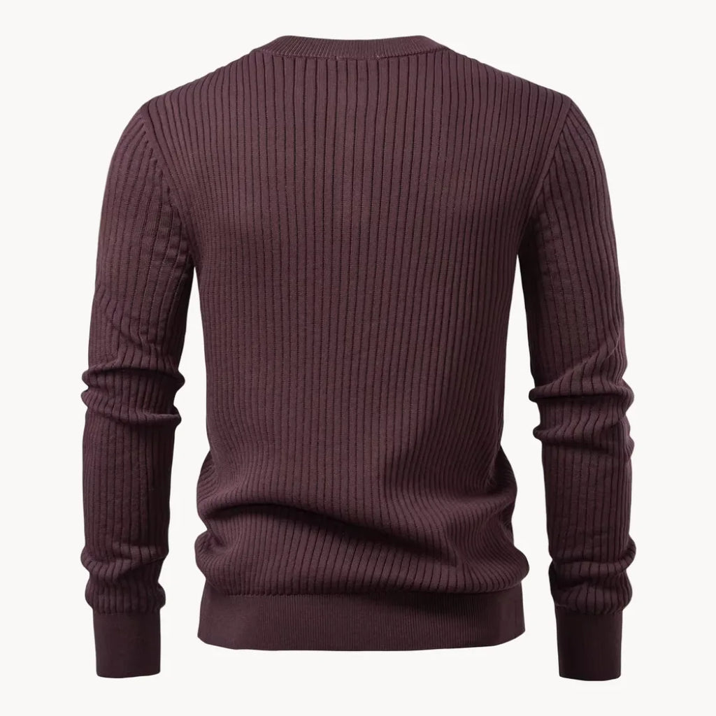 Liam Men's - Tailored Sweater with Round Neck and Button Closure