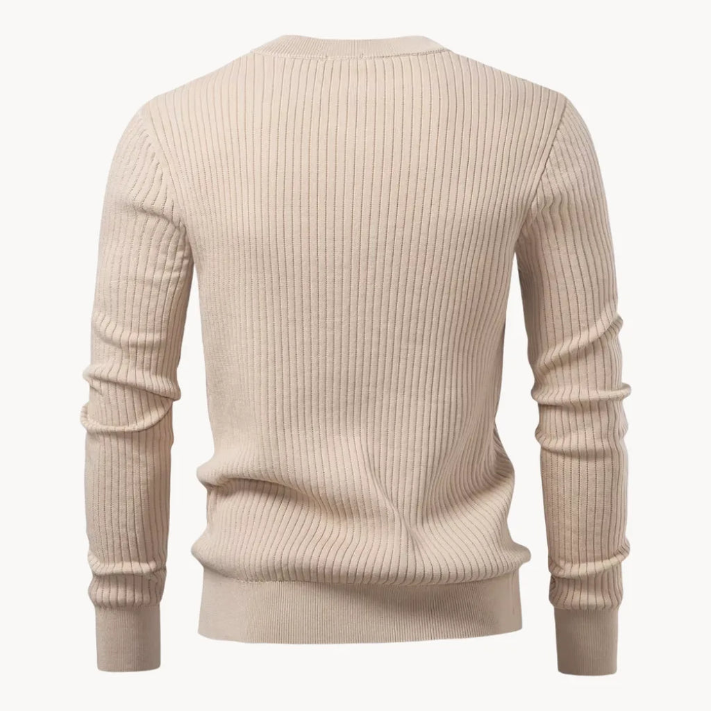 Liam Men's - Tailored Sweater with Round Neck and Button Closure