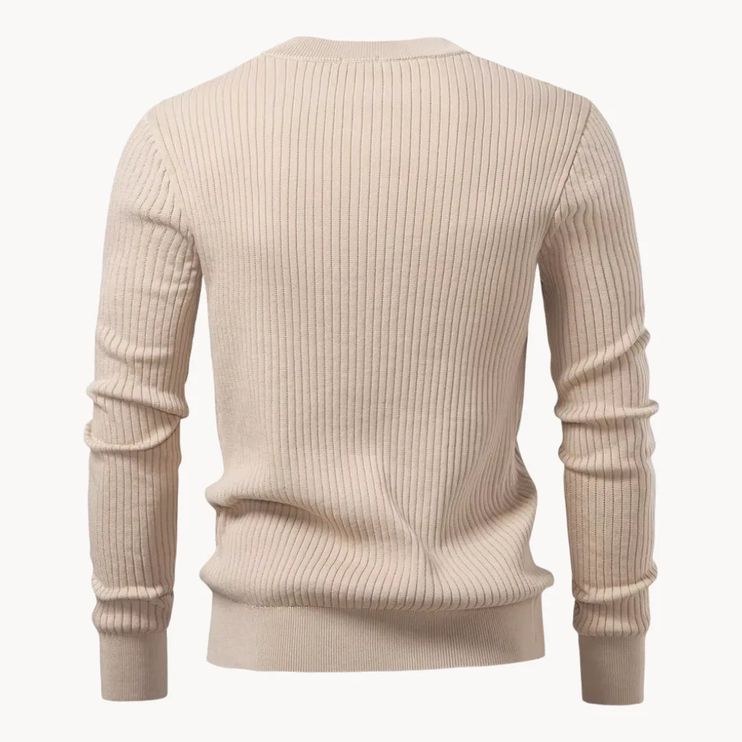 Liam Men's - Tailored Sweater with Round Neck and Button Closure