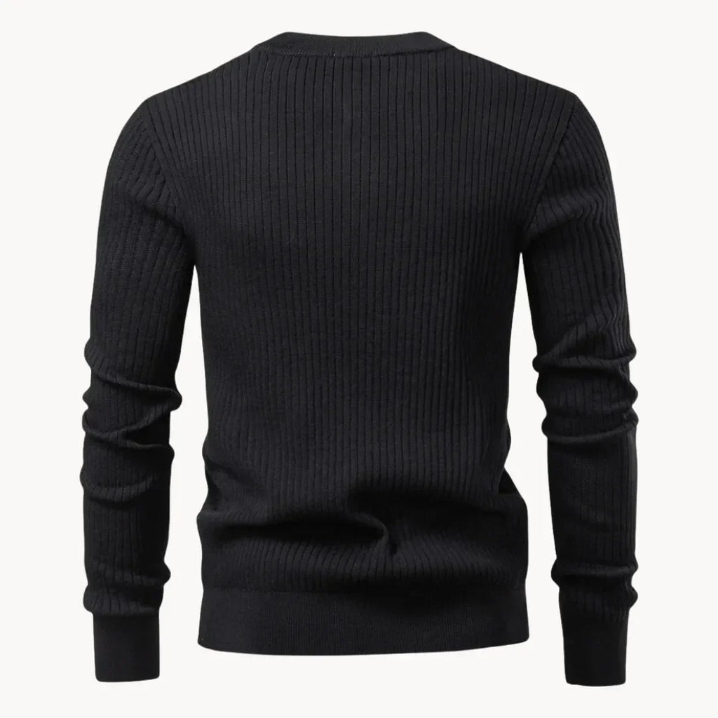 Liam Men's - Tailored Sweater with Round Neck and Button Closure