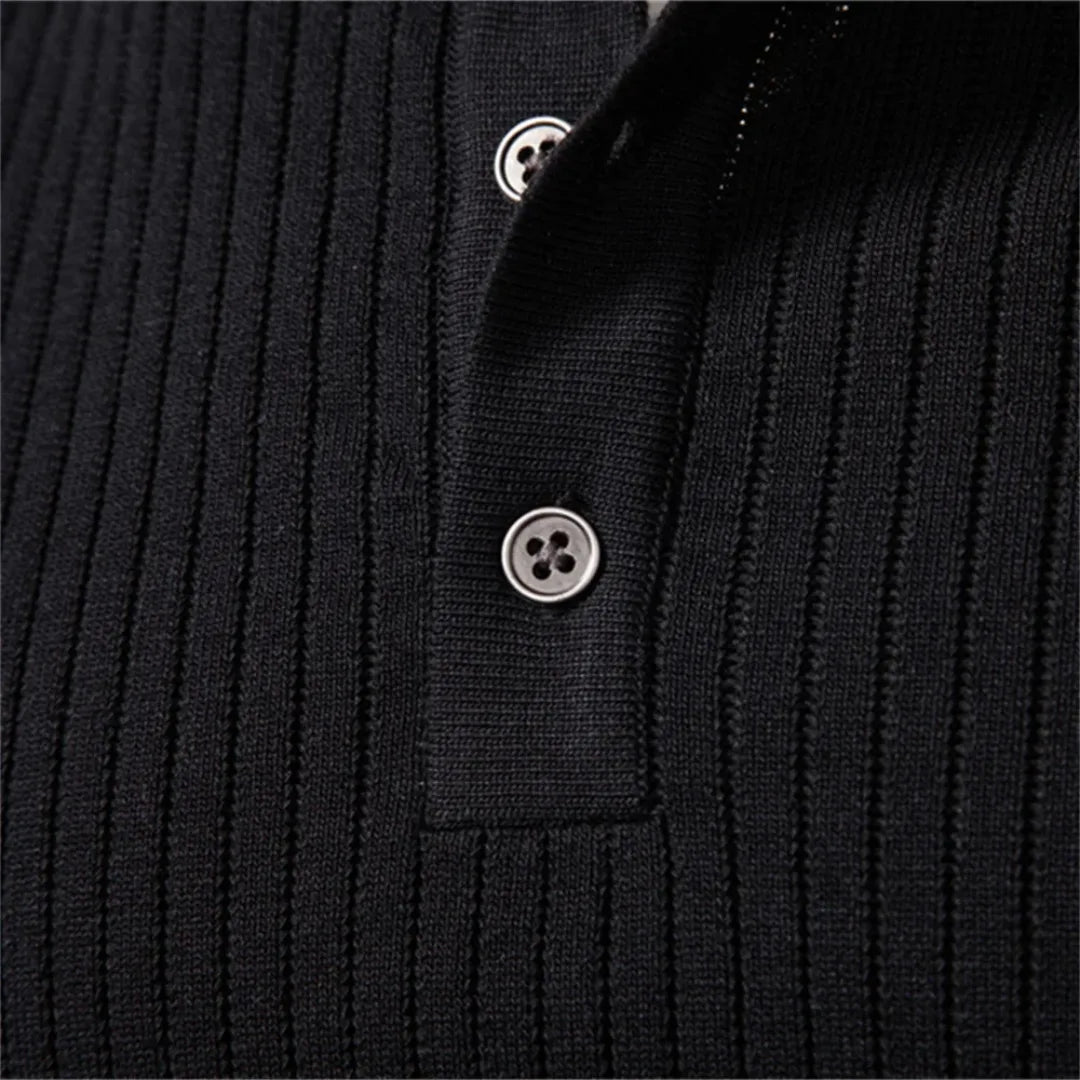 Liam Men's - Tailored Sweater with Round Neck and Button Closure