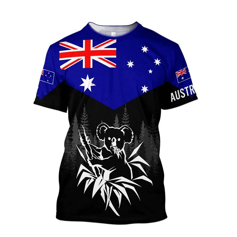 Aboriginal Kangaroo Australia Top Tees Painting Summer Men T-Shirt 3D Printed T-Shirt Women Short Sleeve Oversized Clothing World Cup