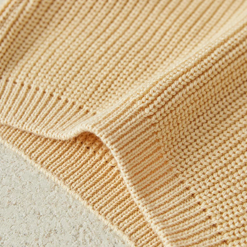ISA | Suefunskry Newborn Baby Girl Boy Knitted Long Sleeve Autumn Winter Sweater Solid Loose Sweater Casual Tops Kids Clothing 3M-5Y