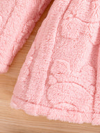 Lia | Girl Children's Fashion Bathrobe Home Casual Warm Pink Velour Cape 4-8Y