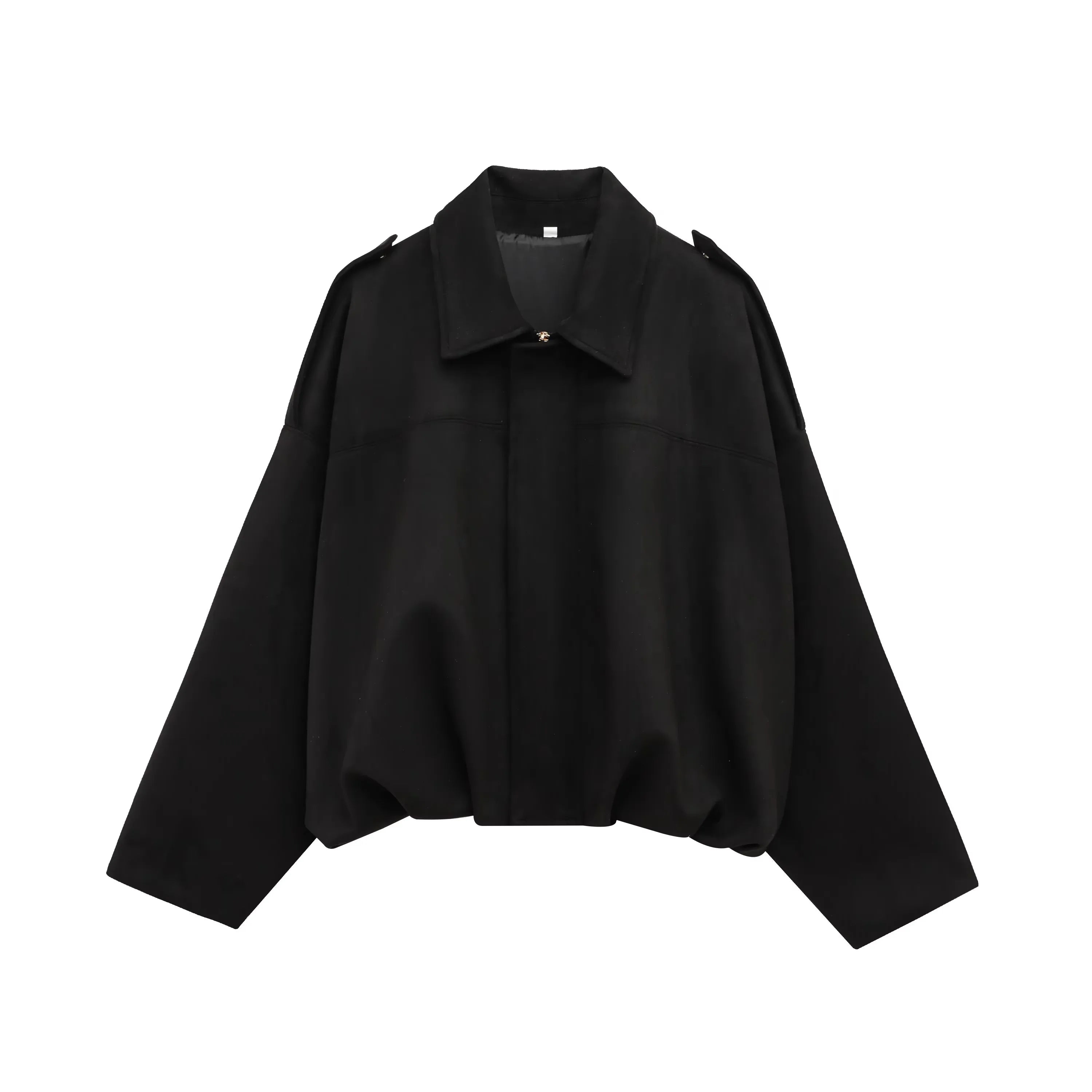 Kim | Women's Street Fashion Solid Loose Suede Texture Jackets Casual Long Batwing Sleeves Lapel Zipper Winter Vintage Jackets