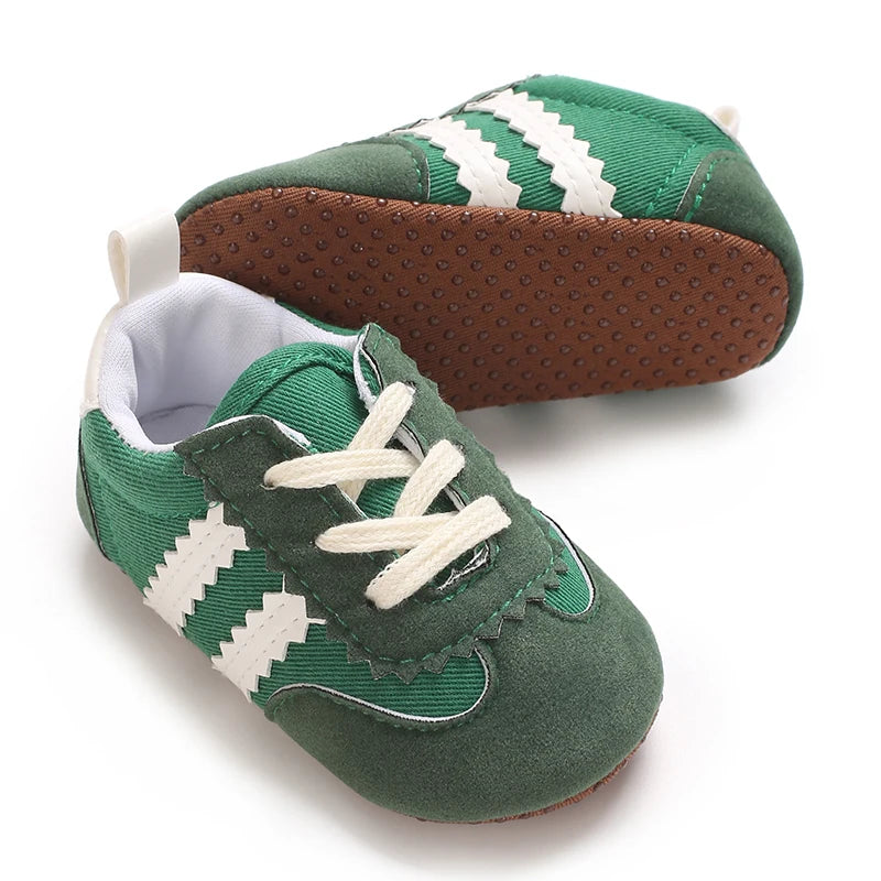 ISA | Newborn Baby Classic Sneakers Letters Splicing Baby Casual Shoe Non-slip Hundred Walking Baby Boys Girls Baby Shoes 0-18 Months