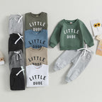 Little Dude | Baby Toddler Boys Autumn Winter Outfits Little Dude Letter Printed Sweatshirts with Long Sleeves Pants 2-piece Clothing Set