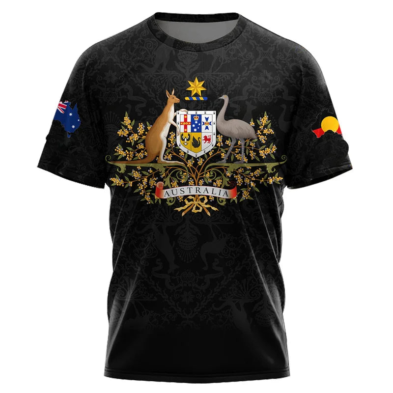 Aboriginal Kangaroo Australia Top Tees Painting Summer Men T-Shirt 3D Printed T-Shirt Women Short Sleeve Oversized Clothing World Cup