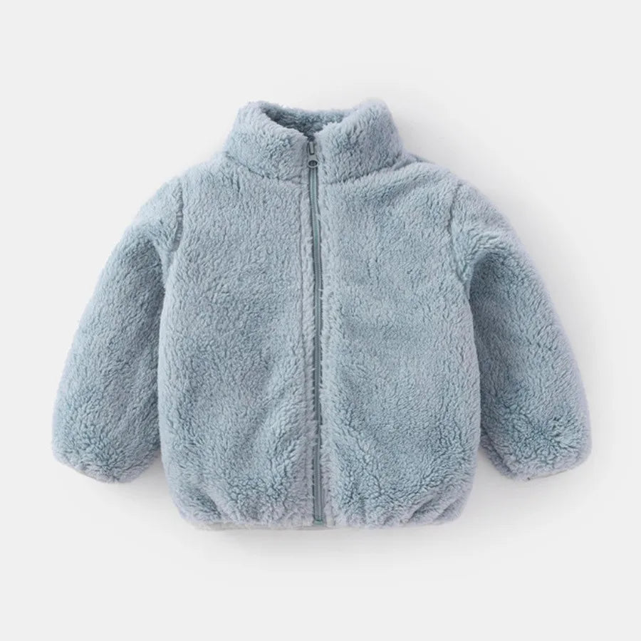 Charlie | Solid Color Fashion Kids Plush Jacket Autumn Winter Warm Baby Girl Boy Casual Coat Outerwear Children's Clothing Toddler Outerwear