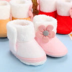 ISA | Comfortable Shoes Newborn Baby Girls Boys Soft Booties Plain Pompom Snow Boots Baby Toddler Newborn Warming Shoes.