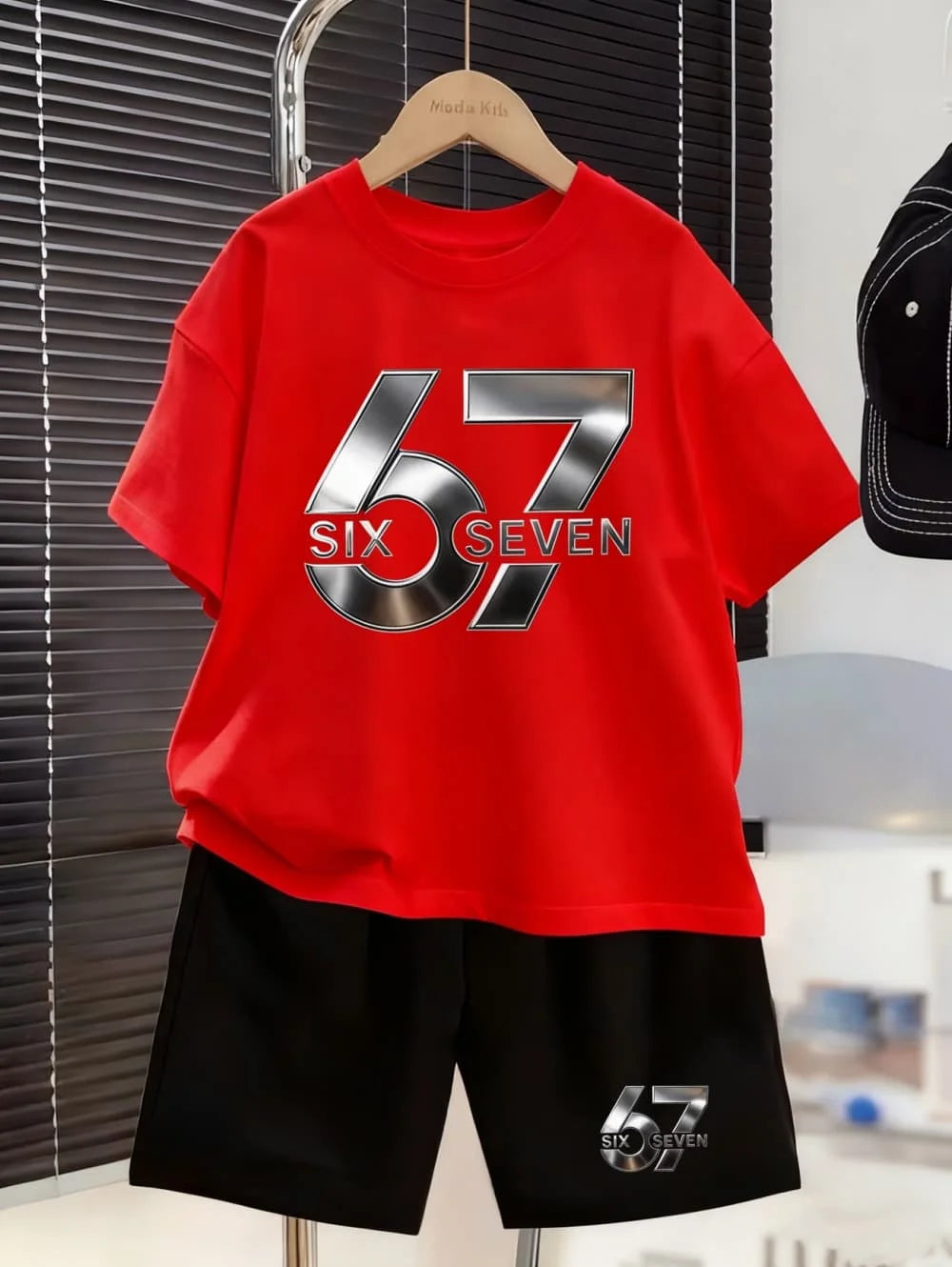Elcevi | Boys Sets 67 Funny Print Kids T-Shirt Shorts Pants Set Casual Outfit for Funny Gift Children's Clothing