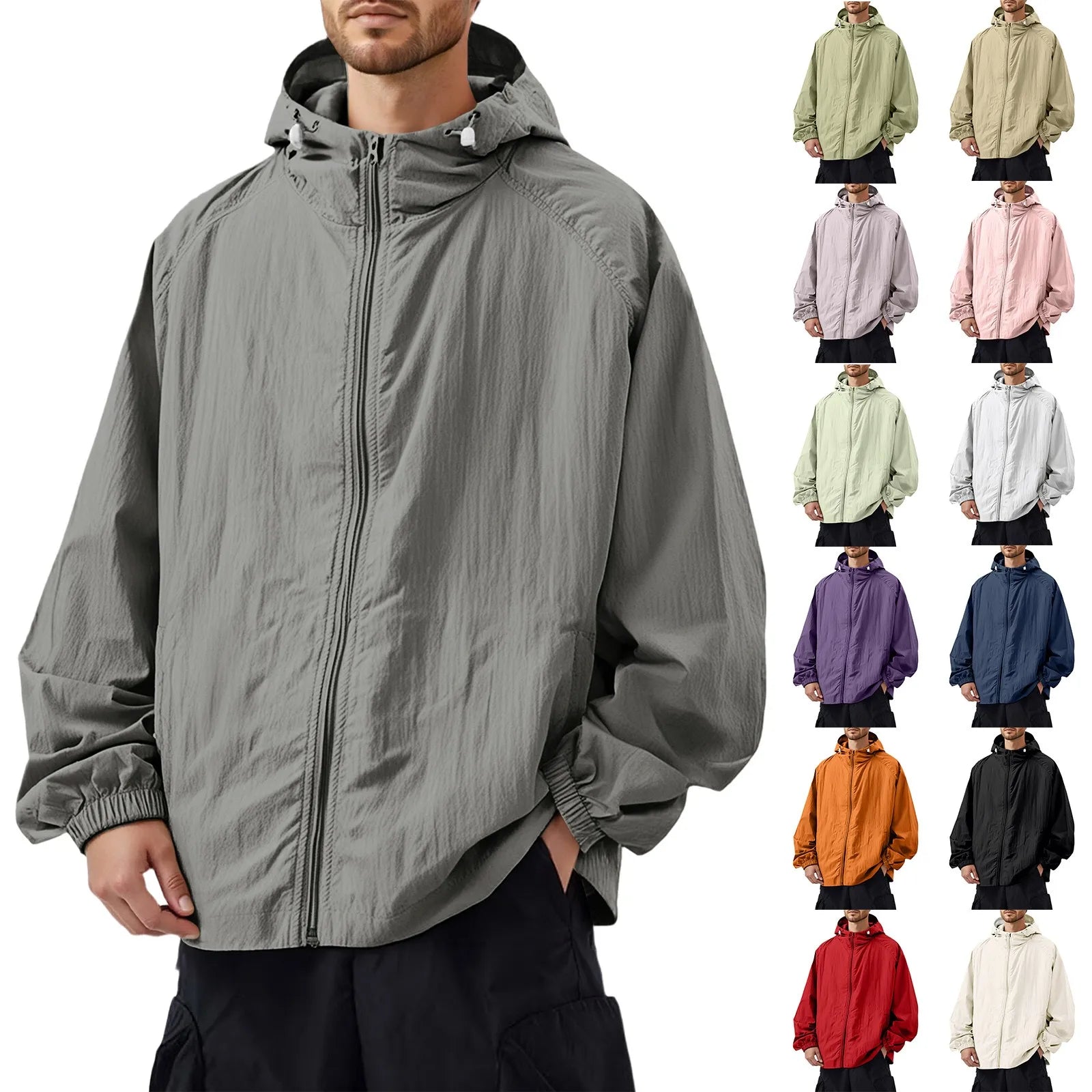 Liam | Men's Outdoor Casual Loose Sun Protection Clothing Punch Coat Waterproof Quick-Drying Loose Hooded Jacket.