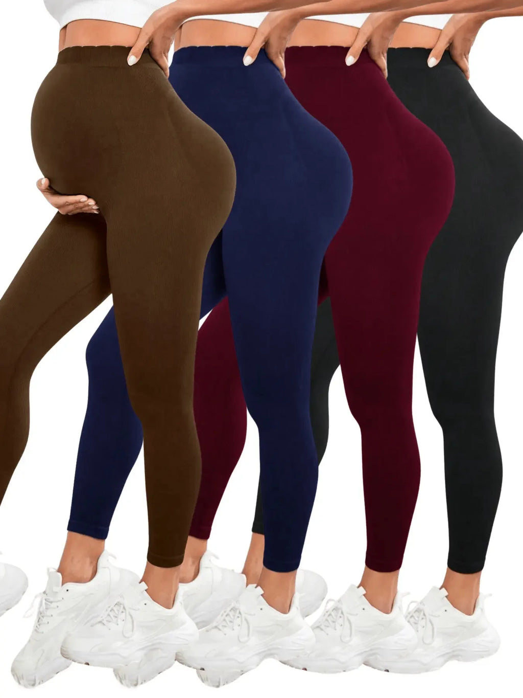 Isa | Maternity leggings with high waist Maternity clothing for pregnant women Belly support Knitted leggings Body pants