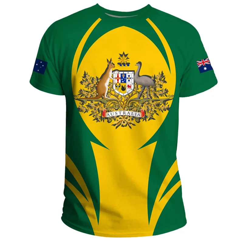 Australia Flag T-Shirts Men / Women Australian National Emblem T-Shirt Street Summer Sport Short Sleeve Loose T-Shirts Clothing