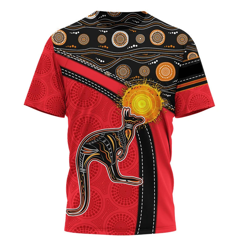 Aboriginal Kangaroo Australia Top Tees Painting Summer Men T-Shirt 3D Printed T-Shirt Women Short Sleeve Oversized Clothing World Cup