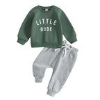 Little Dude | Baby Toddler Boys Autumn Winter Outfits Little Dude Letter Printed Sweatshirts with Long Sleeves Pants 2-piece Clothing Set