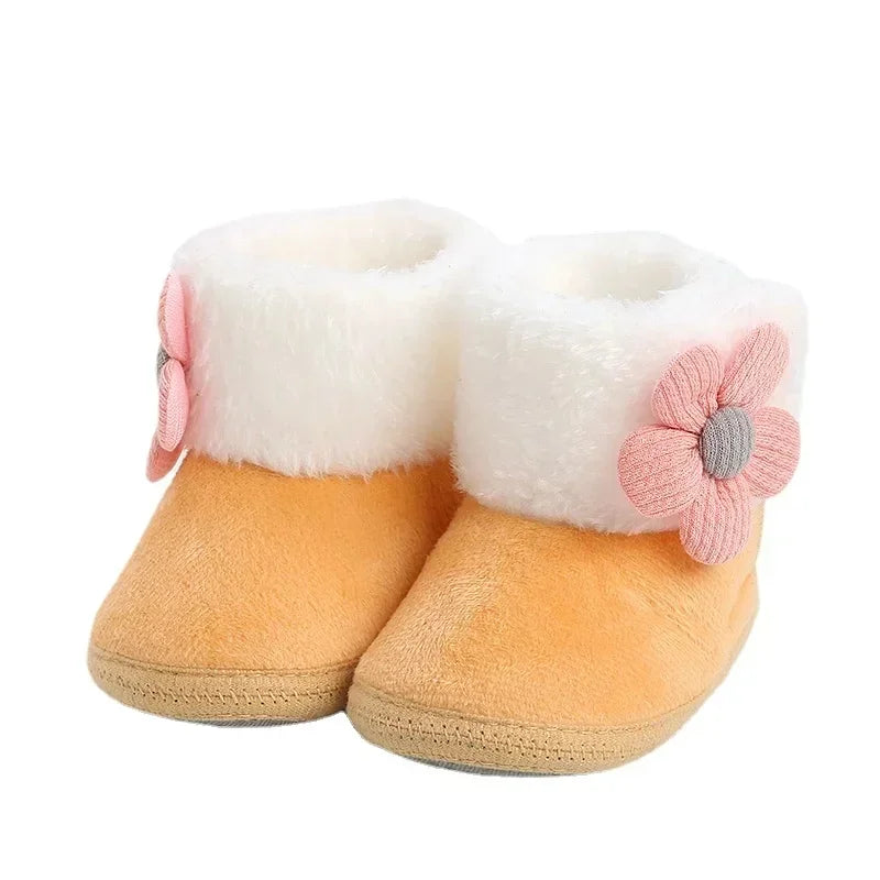 ISA | Comfortable Shoes Newborn Baby Girls Boys Soft Booties Plain Pompom Snow Boots Baby Toddler Newborn Warming Shoes.
