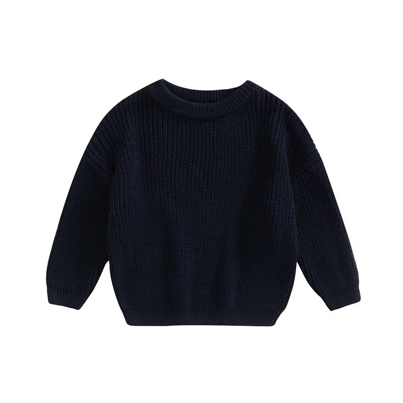 ISA | Suefunskry Newborn Baby Girl Boy Knitted Long Sleeve Autumn Winter Sweater Solid Loose Sweater Casual Tops Kids Clothing 3M-5Y