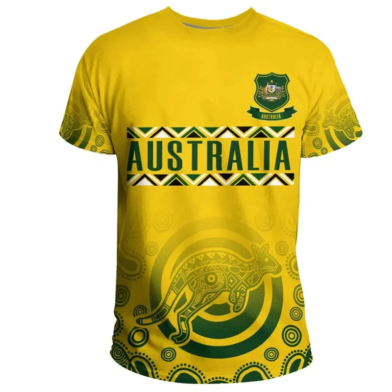 Australia Flag T-Shirts Men / Women Australian National Emblem T-Shirt Street Summer Sport Short Sleeve Loose T-Shirts Clothing