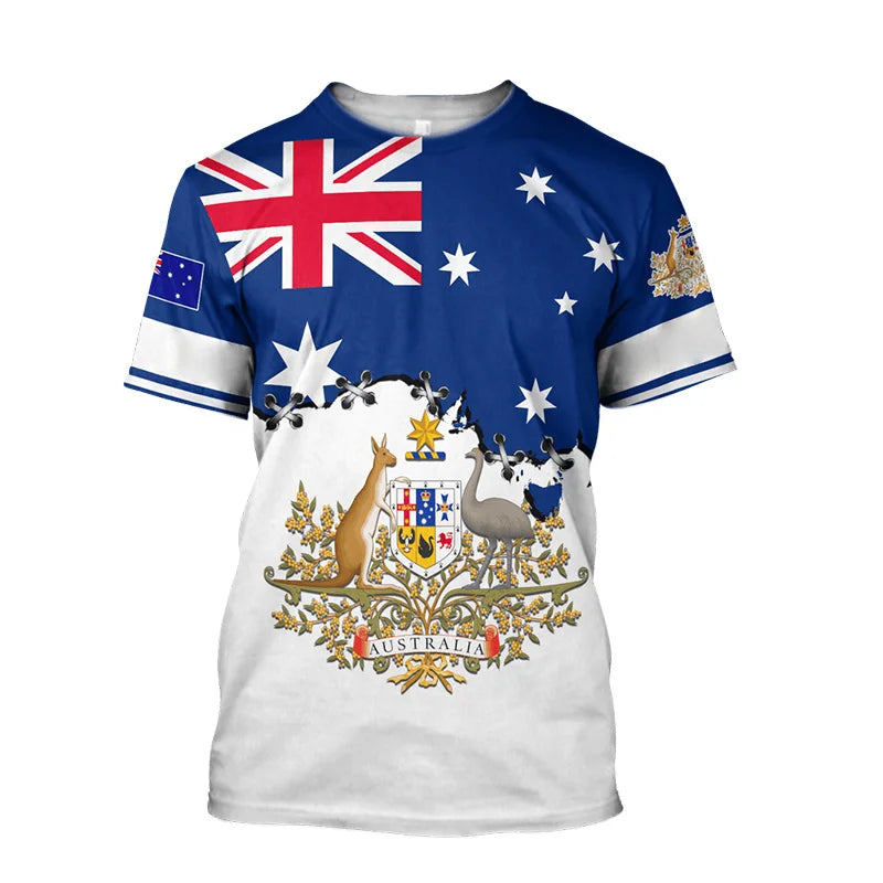 Aboriginal Kangaroo Australia Top Tees Painting Summer Men T-Shirt 3D Printed T-Shirt Women Short Sleeve Oversized Clothing World Cup