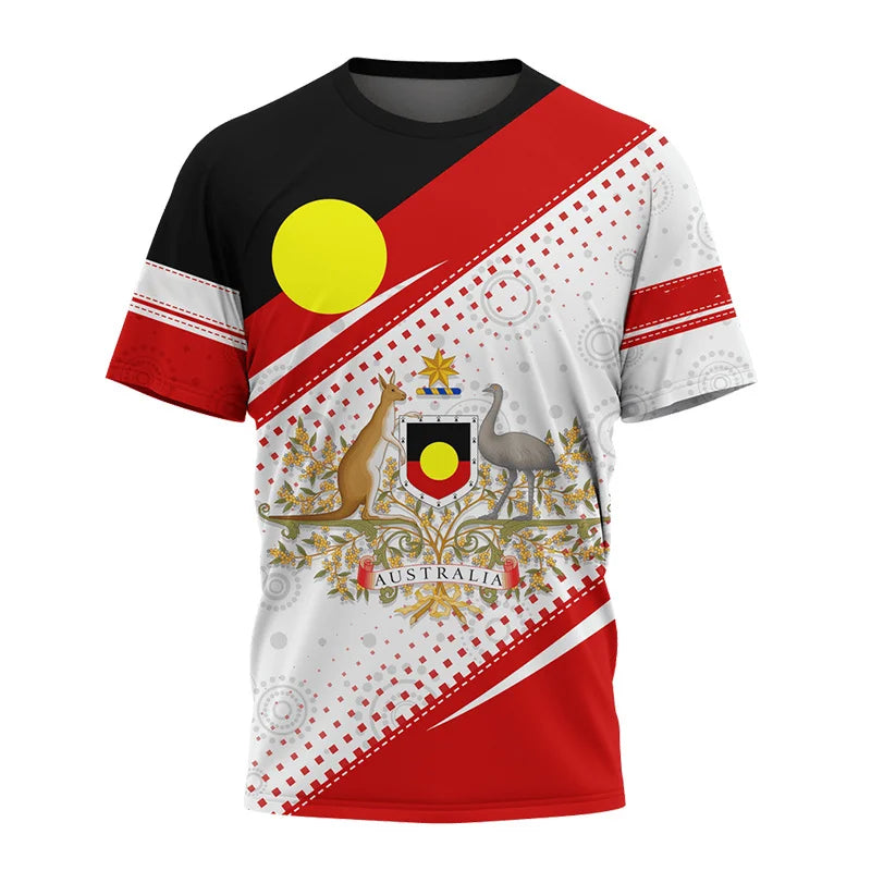 Aboriginal Kangaroo Australia Top Tees Painting Summer Men T-Shirt 3D Printed T-Shirt Women Short Sleeve Oversized Clothing World Cup