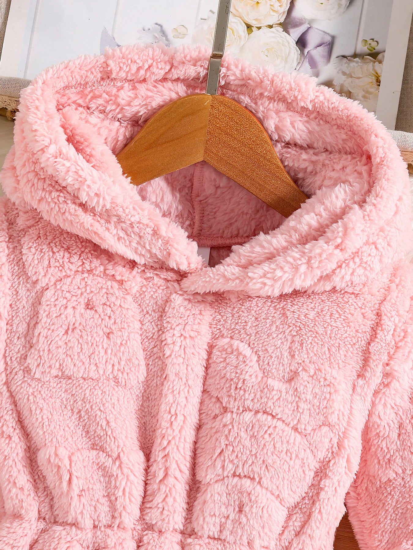 Lia | Girl Children's Fashion Bathrobe Home Casual Warm Pink Velour Cape 4-8Y