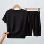 Charlie | 2 Piece Set Kids Thin Shorts with Short Sleeves Ice Silk Suit Boys and Girls Casual Joker Home Clothing 2-Piece Set